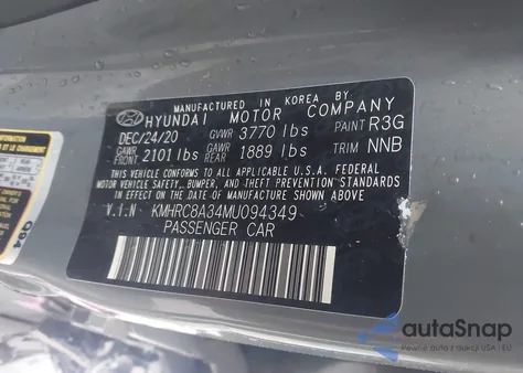 2021 Hyundai Venue Sel from USA, damaged, VIN KMHRC8A34MU094349